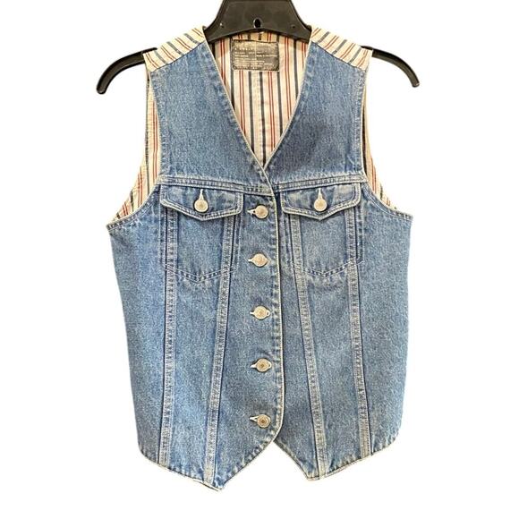 Denim Supply Company Blue 100% Cotton Button Front Vest Size XS - Picture 1 of 4